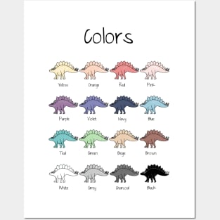 Colors in dinosaurs, color learning Posters and Art